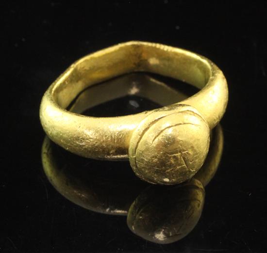 An antique Byzantine style high carat gold ring,